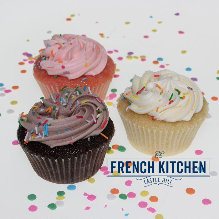 Cupcakes | 16pk | Mixed Chocolate, Strawberry & Vanilla | The French Kitchen Castle Hill