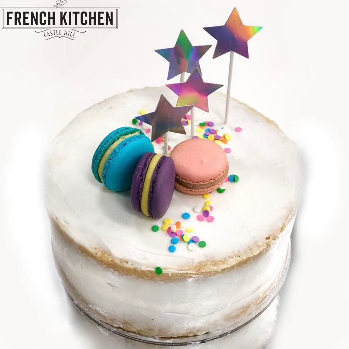 DIY Naked Cakes | Unicorn Holographic Pastel Themed Naked Cake | Vanilla Naked Cake | Naked Uniced Cake | Vanilla Buttermilk Sponge Cake | Shop Naked Cakes @ The French Kitchen Castle Hill